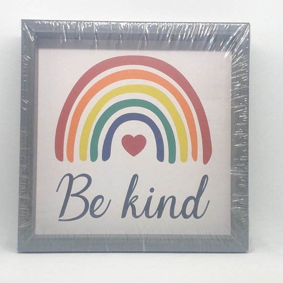 π β€οΈ Rainbow & Heart Be Kind Sign πͺ§ π β€οΈ NWT 6βL x 6βT x1.5βW - Picture 6 of 6